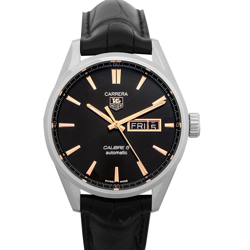  Shop Authentic Tag Heuer Carrera Calibre 5 Automatic Black Dial Black Leather Strap Watch for Men - WAR201C.FC6266 - Luxxuri