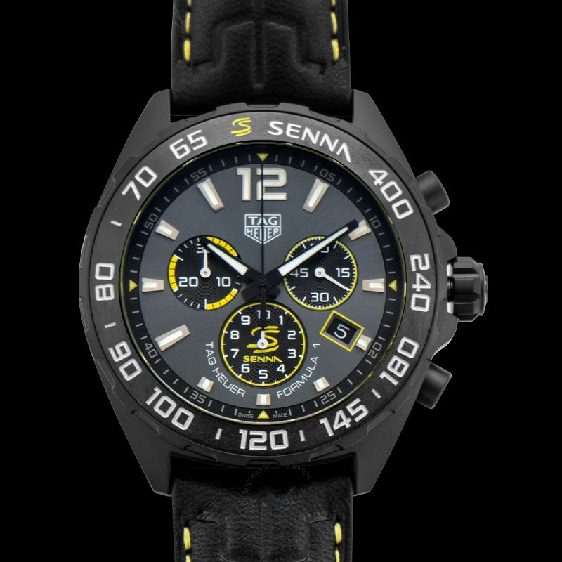  Shop Authentic Tag Heuer Formula 1 Chronograph Senna Black Dial Black Leather Strap Watch for Men - CAZ101AJ.FC6487 - Luxxuri
