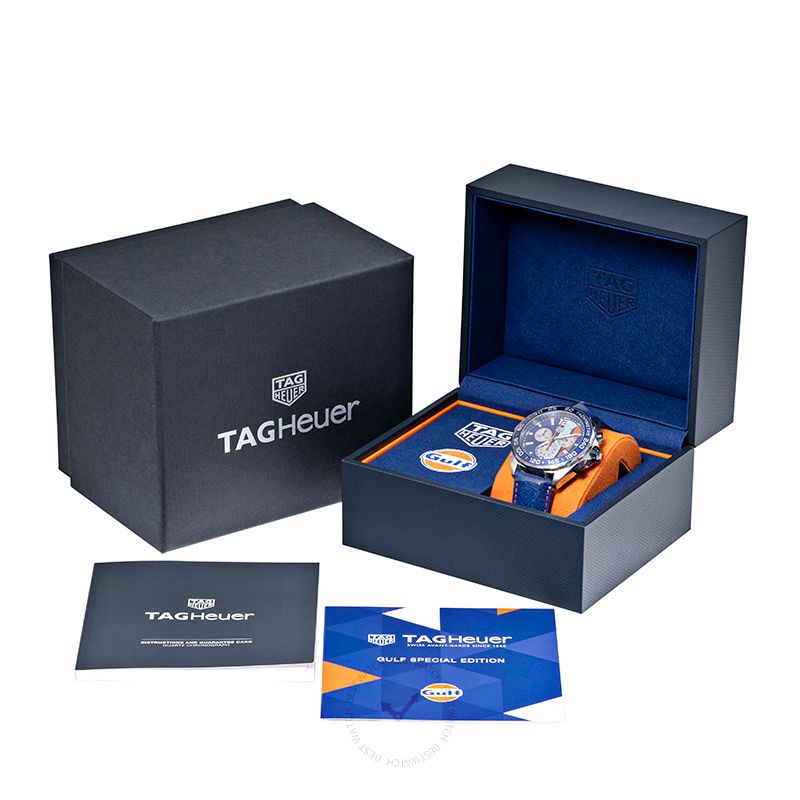  Shop Authentic Tag Heuer Formula 1 Gulf Edition Blue Dial Blue Leather Strap Watch for Men - CAZ101N.FC8243 - Luxxuri
