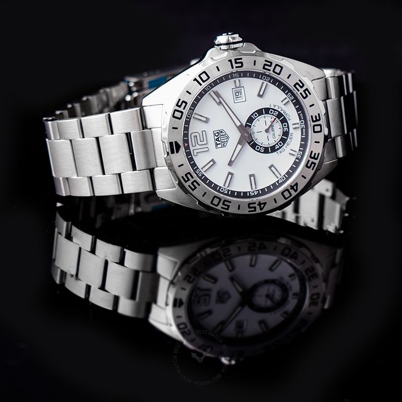 Tag Heuer Formula 1  Calibre 6 Automatic White Dial Silver Steel Strap Watch for Men - WAZ2013.BA0842