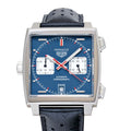 Tag Heuer Monaco Automatic Chronograph Blue Dial Black Leather Strap Watch for Men - CAW211P.FC6356
