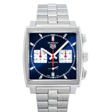  Shop Authentic Tag Heuer Monaco Automatic Chronograph Blue Dial Silver Steel Strap Watch for Men - CBL2111.BA0644 - Luxxuri