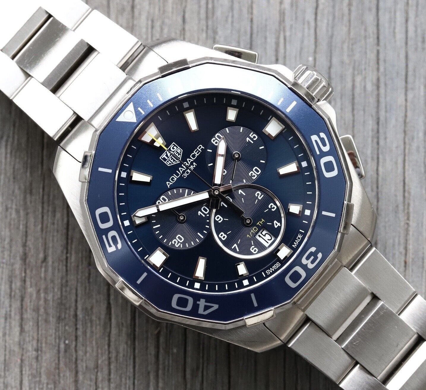 Tag Heuer Aquaracer Blue Dial SIlver Steel Strap Watch for Men - CAY111B.BA0927