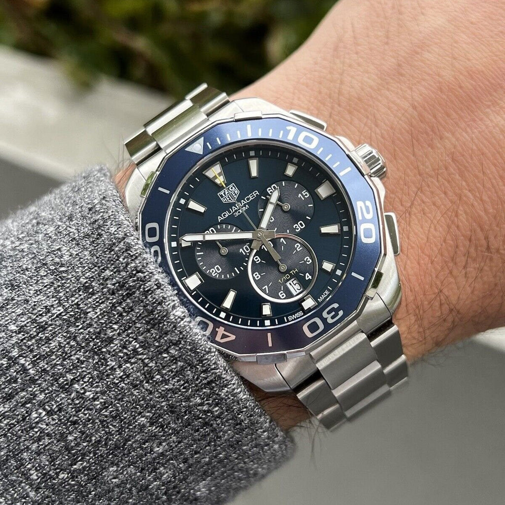  Shop Authentic Tag Heuer Aquaracer Blue Dial SIlver Steel Strap Watch for Men - CAY111B.BA0927 - Luxxuri