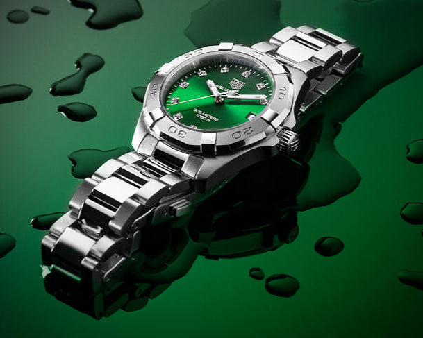  Shop Authentic Tag Heuer Aquaracer Diamonds Emerald Green Dial Watch for Women - WBD1316.BA0740 - Luxxuri