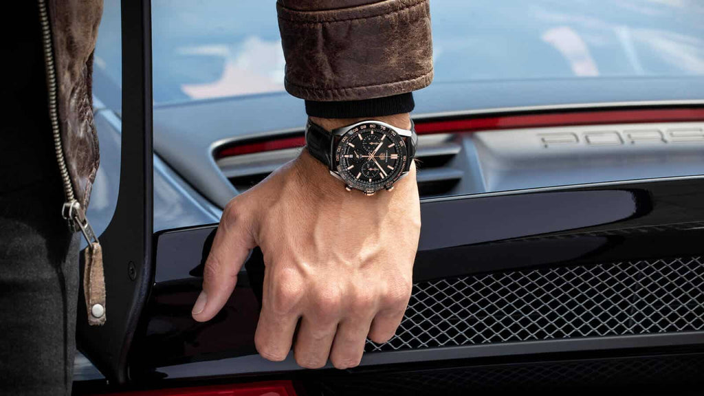  Shop Authentic Tag Heuer Carrera Chronograph Black Dial Black Leather Strap Watch for Men - CBN2A5A.FC6481 - Luxxuri