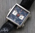 Tag Heuer Monaco Automatic Chronograph Blue Dial Black Leather Strap Watch for Men - CAW211P.FC6356