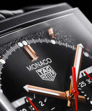  Shop Authentic Tag Heuer Monaco Automatic Chronograph Black Dial Black Leather Strap Watch for Men - CBL2180.FC6497 - Luxxuri