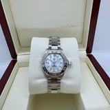  Shop Authentic Tag Heuer Aquaracer Quartz Mother of Pearl White Dial Silver Steel Strap Watch for Women - WBD1411.BA0741 - Luxxuri