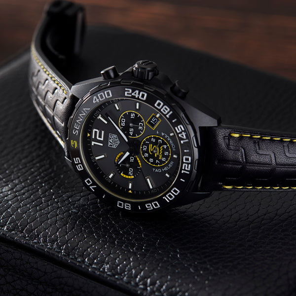  Shop Authentic Tag Heuer Formula 1 Chronograph Senna Black Dial Black Leather Strap Watch for Men - CAZ101AJ.FC6487 - Luxxuri