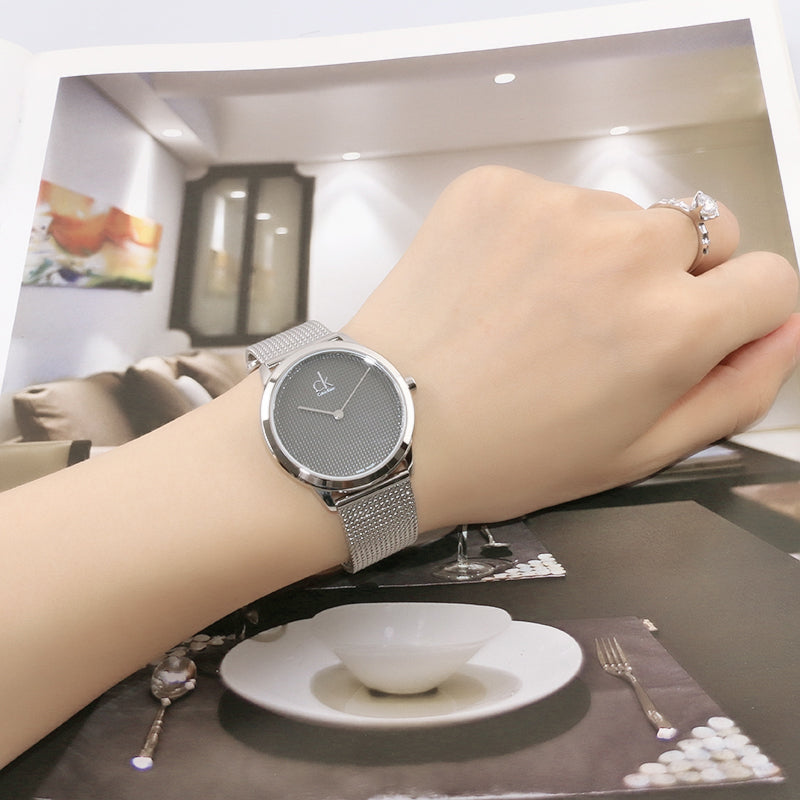  Shop Authentic Calvin Klein Minimal Grey Dial Silver Mesh Bracelet Watch for Women - K3M231Y3 - Luxxuri