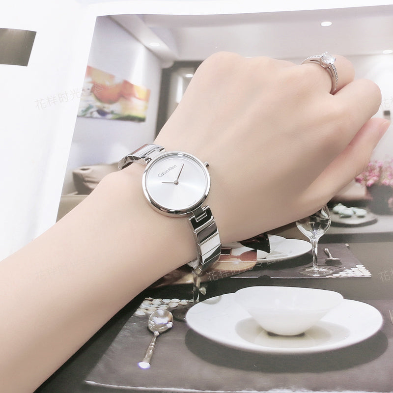  Shop Authentic Calvin Klein Authentic White Dial Silver Steel Strap Watch for Women - K8G23146 - Luxxuri