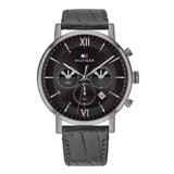  Shop Authentic Tommy Hilfiger Evan Black Dial Black Leather Strap Watch for Men - 1710395 - Luxxuri