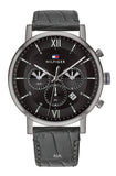  Shop Authentic Tommy Hilfiger Evan Black Dial Black Leather Strap Watch for Men - 1710395 - Luxxuri