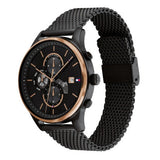  Shop Authentic Tommy Hilfiger Weston Chronograph Black Dial Black Mesh Bracelet Watch For Men - 1710505 - Luxxuri