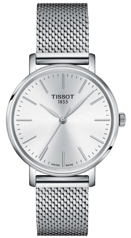  Shop Authentic Tissot Everytime Lady Silver Dial Silver Mesh Bracelet Watch for Women - T143.210.11.011.00 - Luxxuri