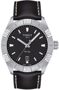Tissot PR 100 Sport Quartz Black Dial Black Leather Strap Watch For Men - T101.610.16.051.00