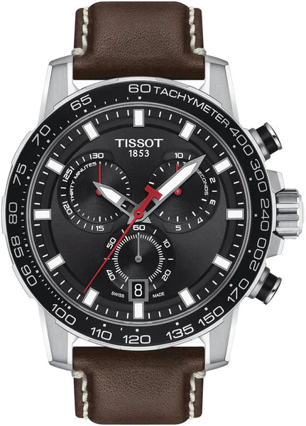 Tissot Supersport Chrono Black Dial Brown Leather Strap Watch for Men - T125.617.16.051.01