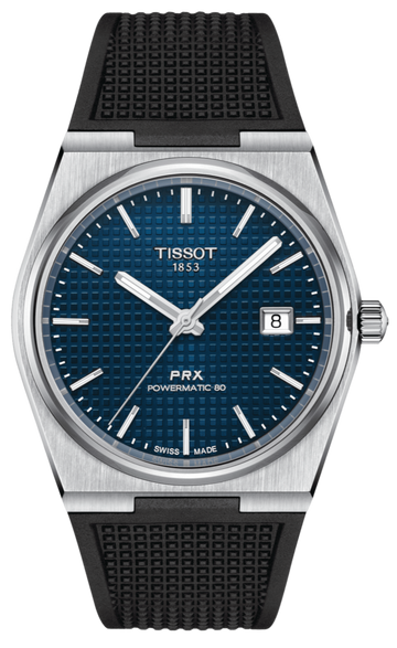 Tissot PRX Powermatic 80 Blue Dial Black Rubber Strap Watch for Men - T137.407.17.041.00