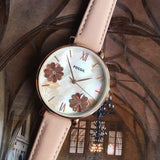  Shop Authentic Fossil Jacqueline Three Hand Mother of Pearl Dial Pink Leather Strap Watch for Women - ES4671 - Luxxuri