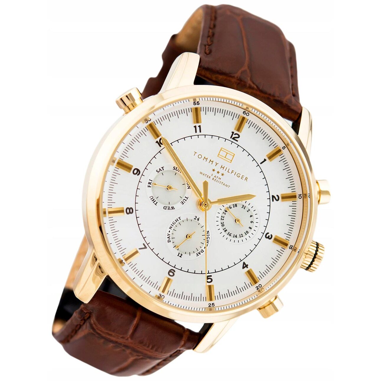  Shop Authentic Tommy Hilfiger Harrison White Dial Brown Leather Strap Watch for Men - 1790874 - Luxxuri
