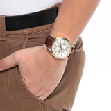  Shop Authentic Tommy Hilfiger Harrison White Dial Brown Leather Strap Watch for Men - 1790874 - Luxxuri