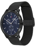  Shop Authentic Tommy Hilfiger Brad Quartz Blue Dial Black Mesh Bracelet Watch For Men - 1710392 - Luxxuri