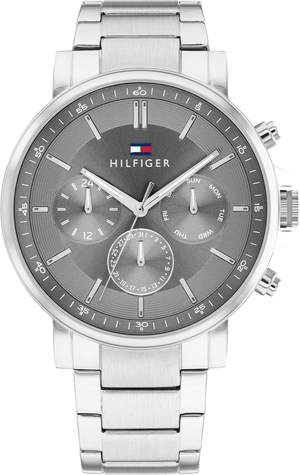  Shop Authentic Tommy Hilfiger Tyson Chronograph Grey Dial Silver Steel Strap Watch For Men - 1710604 - Luxxuri