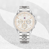  Shop Authentic Tommy Hilfiger Harper Chronograph White Dial Silver Steel Strap Watch For Women - 1782222 - Luxxuri