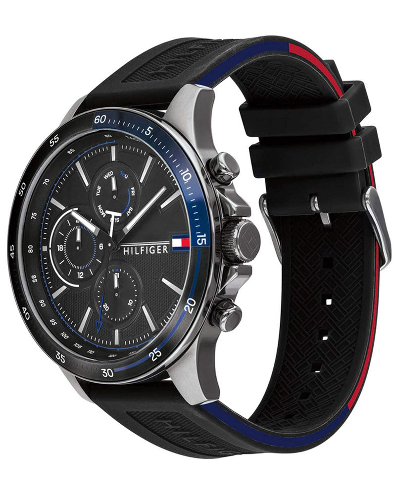  Shop Authentic Tommy Hilfiger Bank Quartz Black Dial Black Rubber Strap Watch for Men - 1791724 - Luxxuri