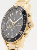  Shop Authentic Tommy Hilfiger Larson Chronograph Black Dial Gold Steel Strap Watch For Men - 1791919 - Luxxuri