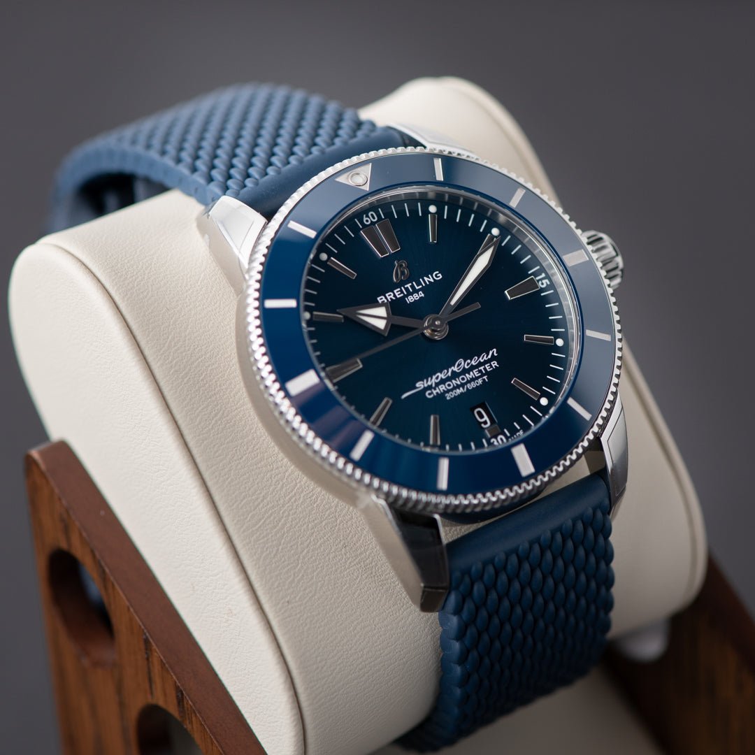  Shop Authentic Breitling Superocean Heritage II B20 44mm Blue Dial Blue Rubber Strap Mens Watch - AB2030161C1S1 - Luxxuri