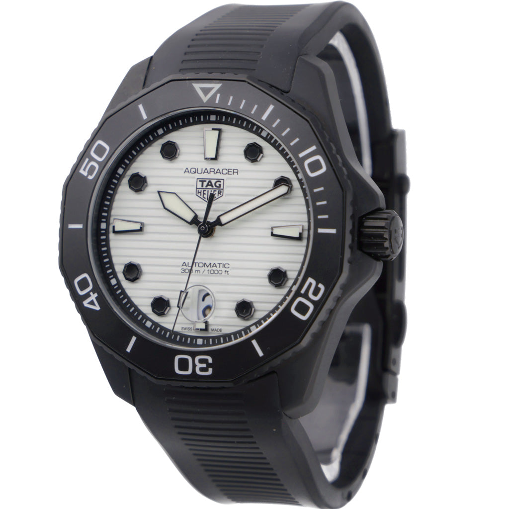  Shop Authentic Tag Heuer Aquaracer Professional 300 Automatic White Dial Black Rubber Strap Watch for Men - WBP201D.FT6197 - Luxxuri
