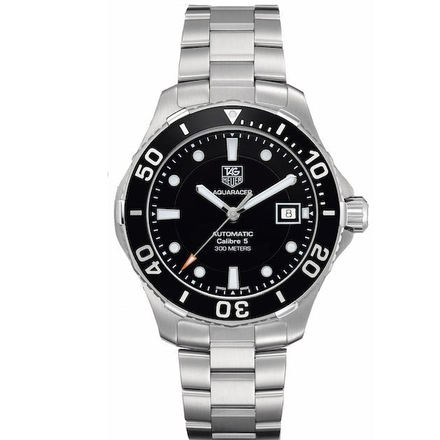 Tag Heuer Aquaracer Automatic Caliber 5 Black Dial Silver Steel Strap Watch for Men - WAN2110.BA0822