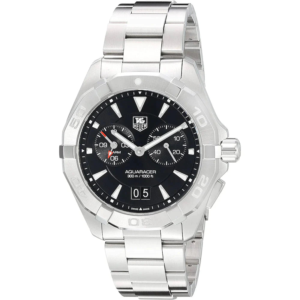 Tag Heuer Aquaracer Quartz Black Dial Silver Steel Strap Watch for Men - WAY111Z.BA0928