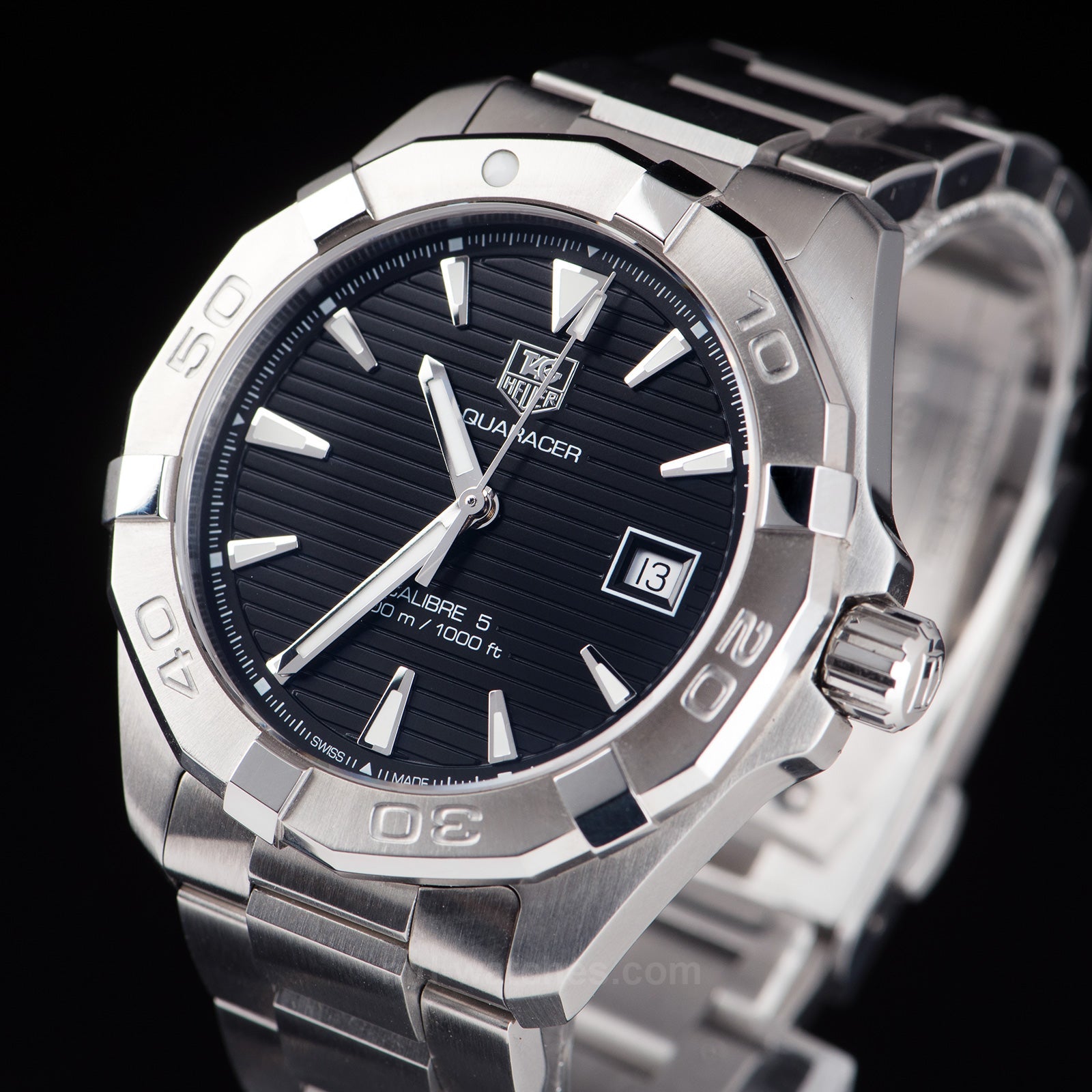 Tag Heuer Aquaracer Automatic Black Dial Silver Steel Strap Watch for Men - WAY2110.BA0928