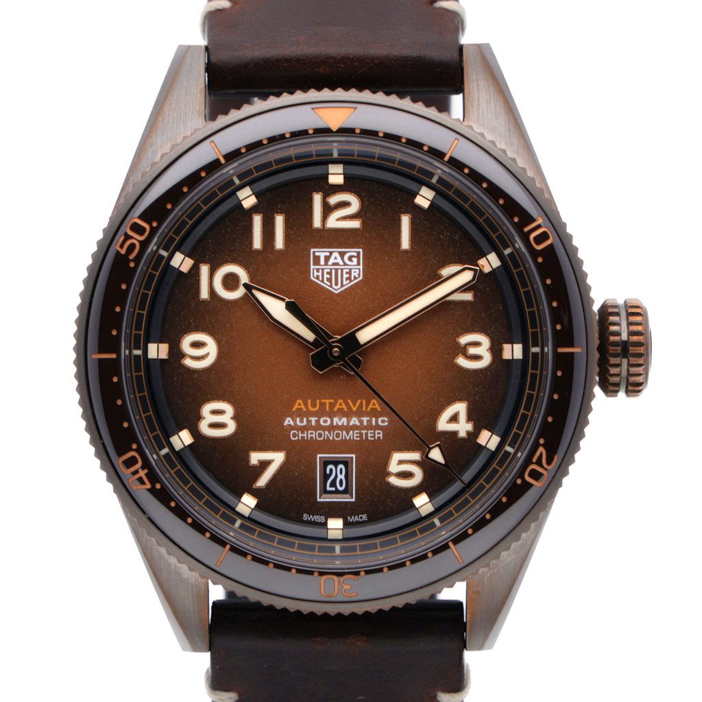Tag Heuer Autavia Brown Dial Brown Leather Strap Watch for Men - WBE5191.FC8276