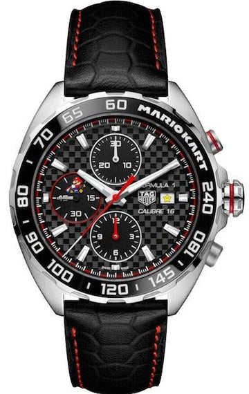  Shop Authentic Tag Heuer Formula 1 Mario Kart Chronograph Black Dial Black Leather Strap Watch for Men - CAZ201E.FC6517 - Luxxuri