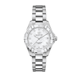  Shop Authentic Tag Heuer Aquaracer Diamonds White Mother of Pearl Dial Silver Steel Strap Watch for Women - WBD1314.BA0740 - Luxxuri