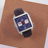  Shop Authentic Tag Heuer Monaco Automatic Chronograph Blue Dial Black Leather Strap Watch for Men - CAW211P.FC6356 - Luxxuri
