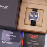  Shop Authentic Tag Heuer Monaco Automatic Chronograph Blue Dial Black Leather Strap Watch for Men - CAW211P.FC6356 - Luxxuri