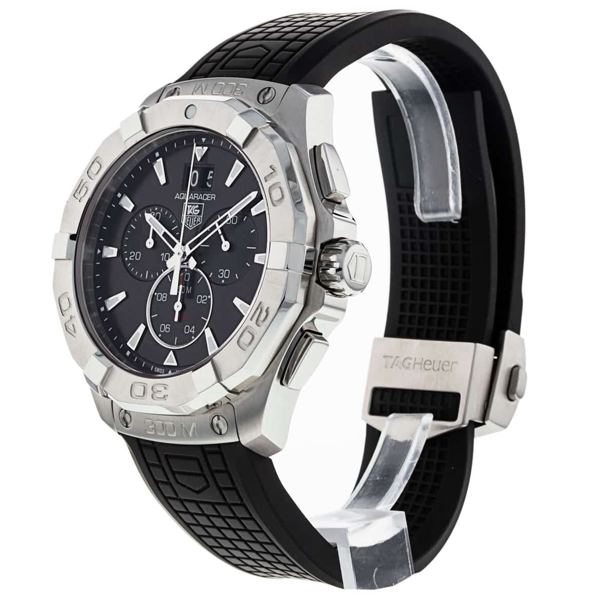  Shop Authentic Tag Heuer Aquaracer Chronograph Black Dial Black Rubber Strap Watch for Men - CAY1110.FT6041 - Luxxuri