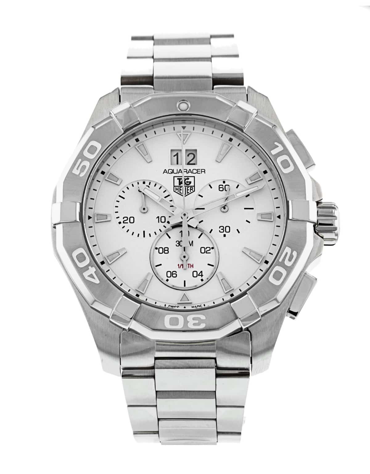  Shop Authentic Tag Heuer Aquaracer White Dial Silver Steel Strap Watch for Men - CAY1111.BA0927 - Luxxuri