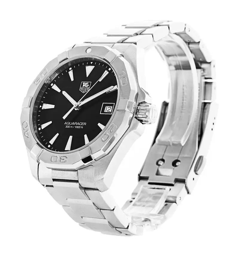  Shop Authentic Tag Heuer Aquaracer Quartz Black Dial Silver Steel Strap Watch for Men - WAY1110.BA0928 - Luxxuri