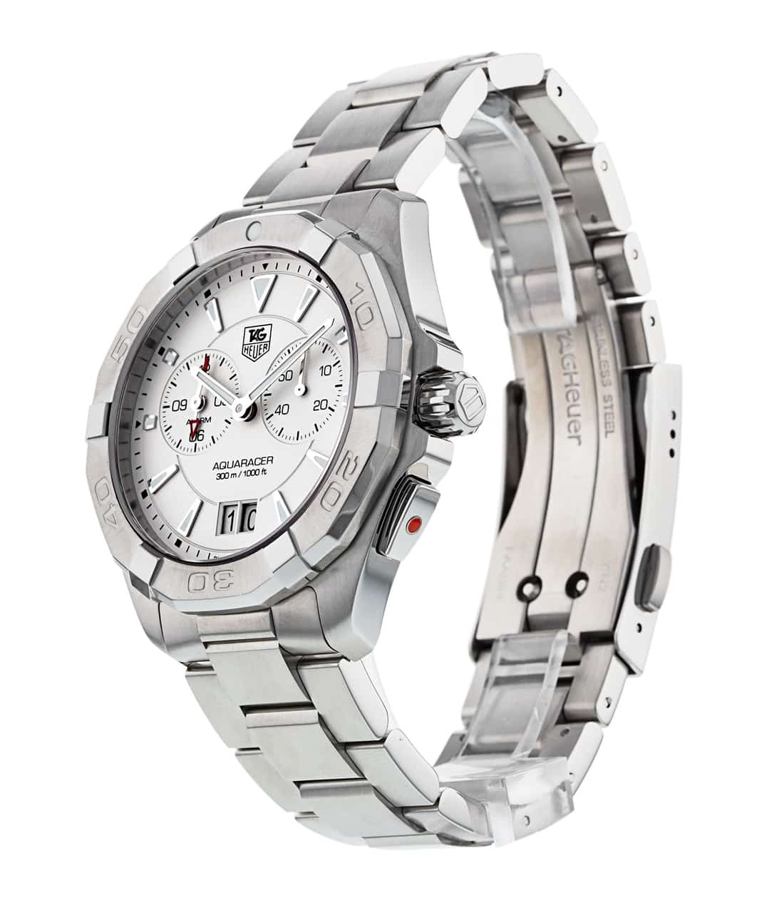 Tag Heuer Aquaracer Chronograph White Dial Silver Steel Strap Watch for Men - WAY111Y.BA0928