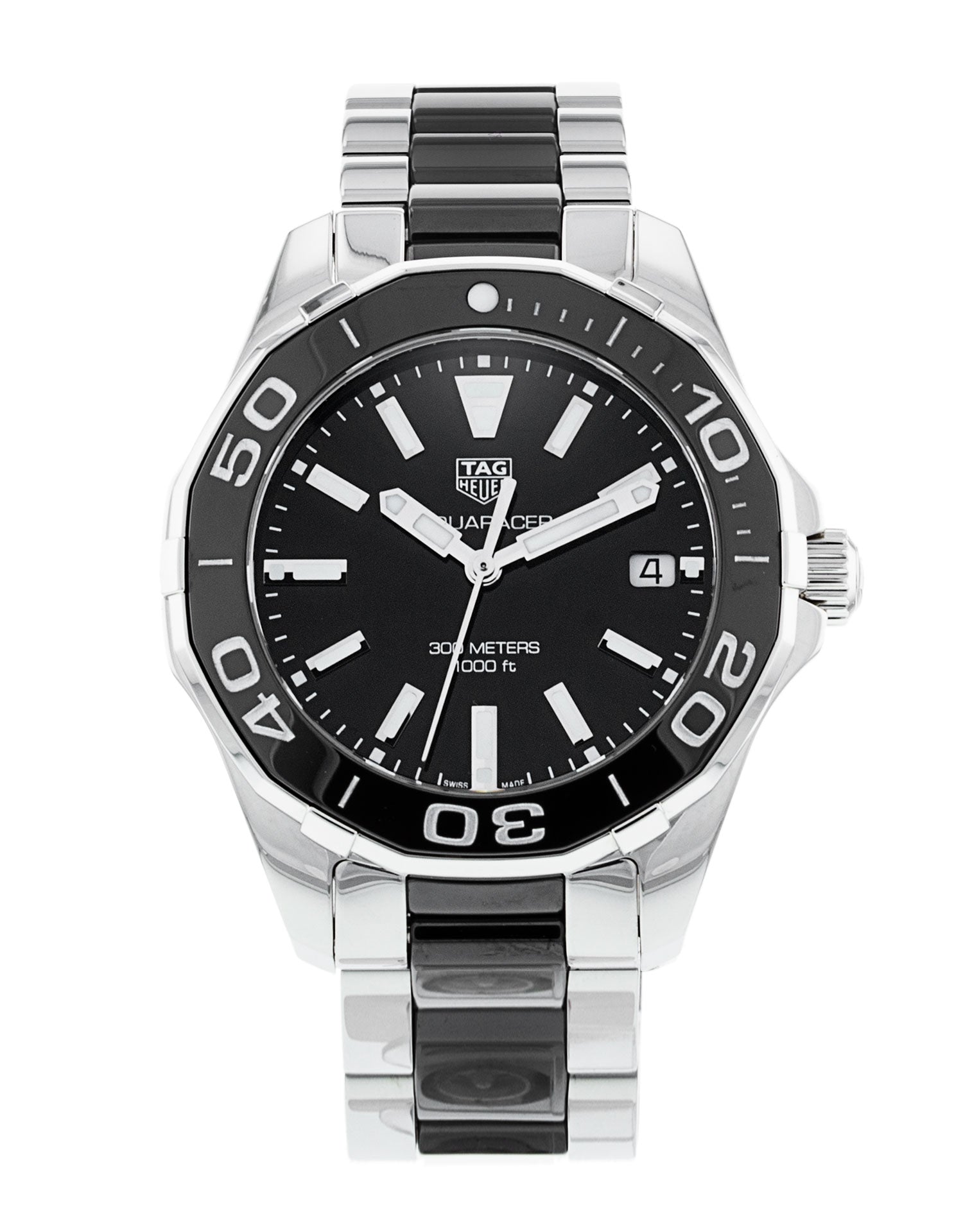  Shop Authentic Tag Heuer Aquaracer Quartz Black Dial Two Tone Steel Strap Watch for Men - WAY131A.BA0913 - Luxxuri