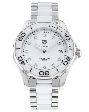  Shop Authentic Tag Heuer Aquaracer Diamonds White Dial Two Tone Steel Strap Watch for Women - WAY131D.BA0914 - Luxxuri