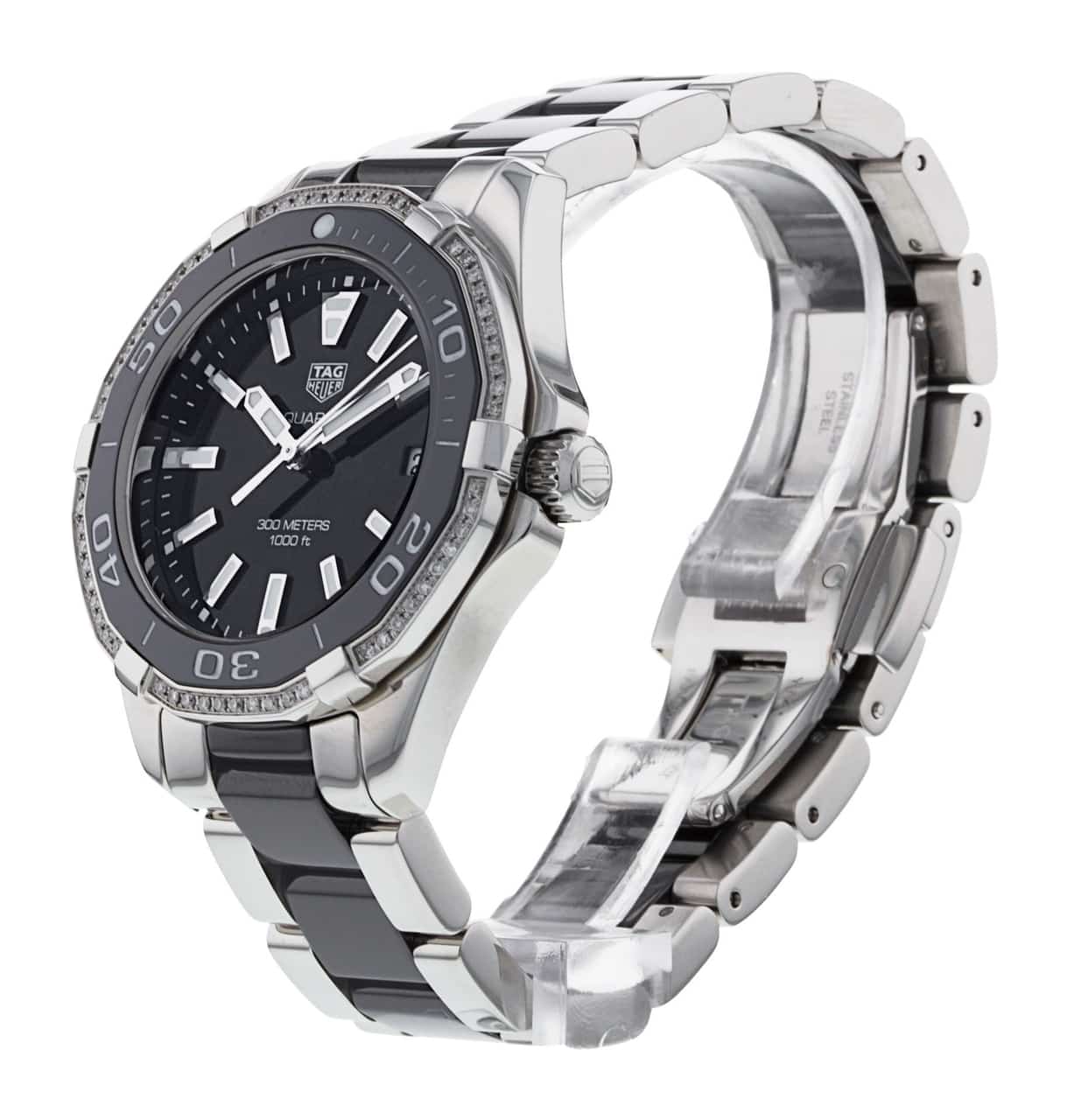  Shop Authentic Tag Heuer Aquaracer Quartz Diamonds Black Dial Two Tone Steel Strap Watch for Women - WAY131G.BA0913 - Luxxuri