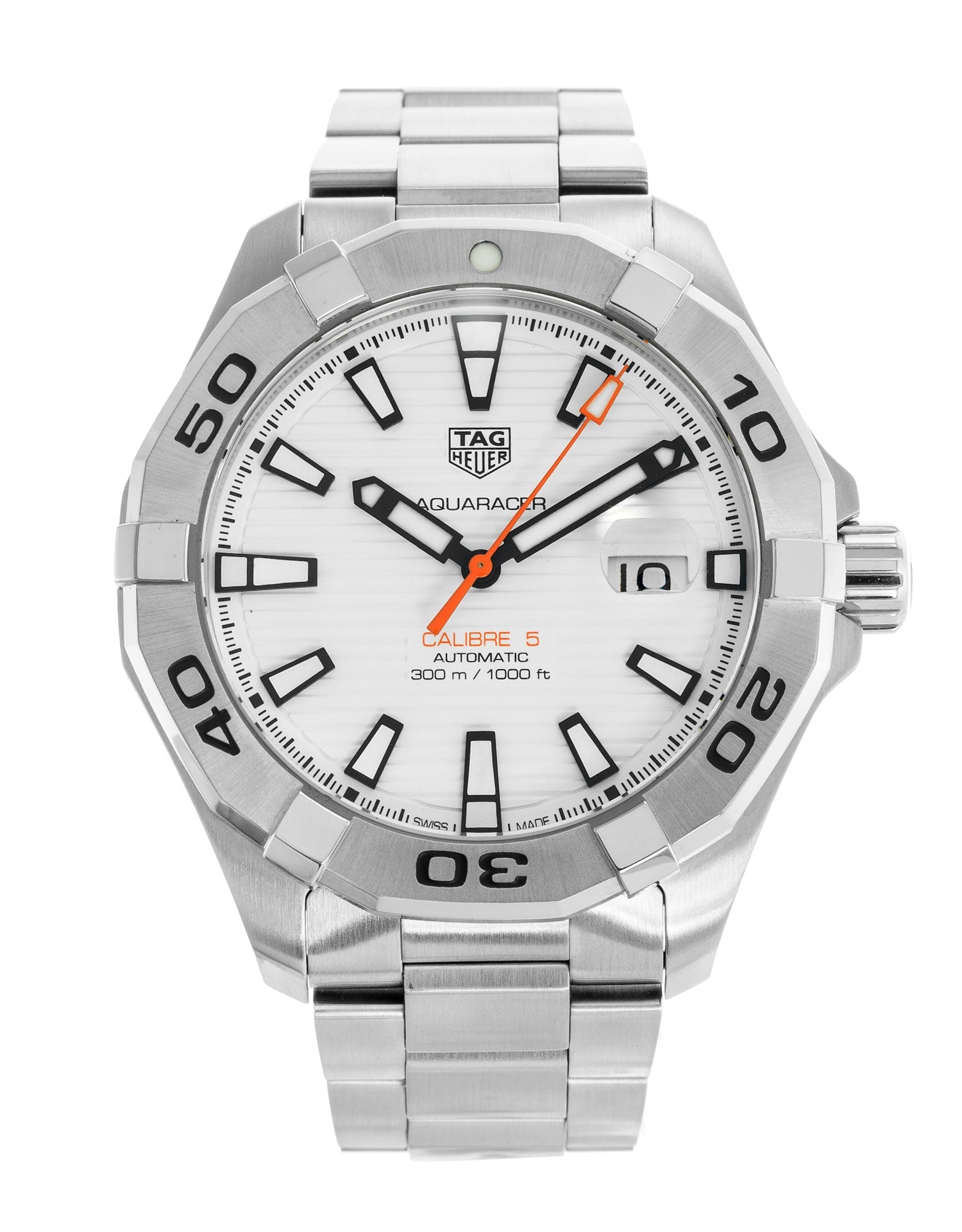  Shop Authentic Tag Heuer Aquaracer Calibre 5 Automatic White Dial Silver Steel Strap Watch for Men - WAY2013.BA0927 - Luxxuri