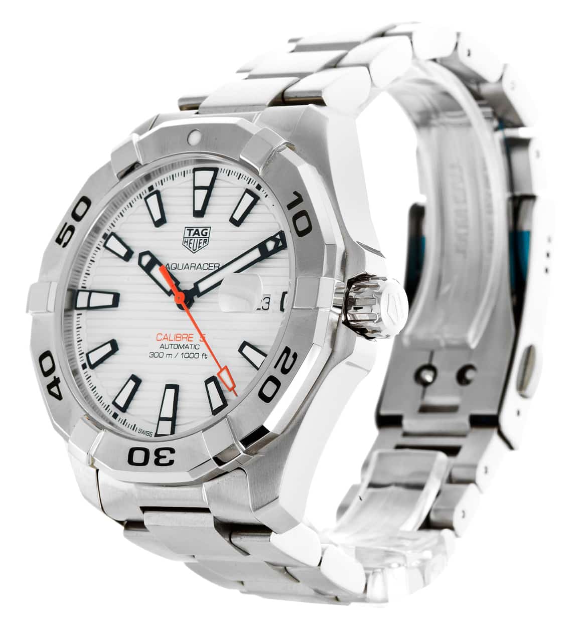  Shop Authentic Tag Heuer Aquaracer Calibre 5 Automatic White Dial Silver Steel Strap Watch for Men - WAY2013.BA0927 - Luxxuri